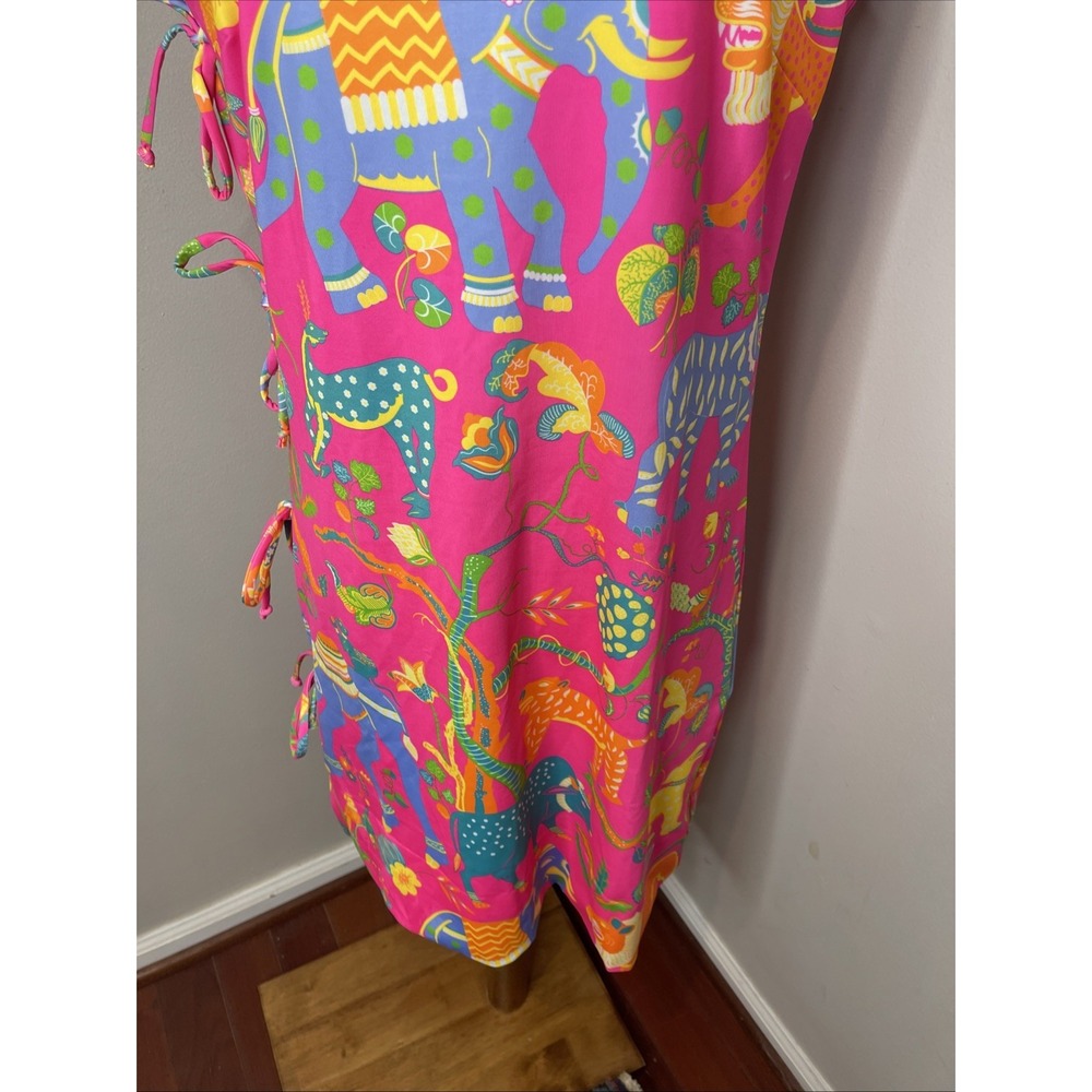 Gretchen Scott Sleeveless Pink Animal Stretch Shift Dress Medium M Built in Bra - Picture 7 of 8